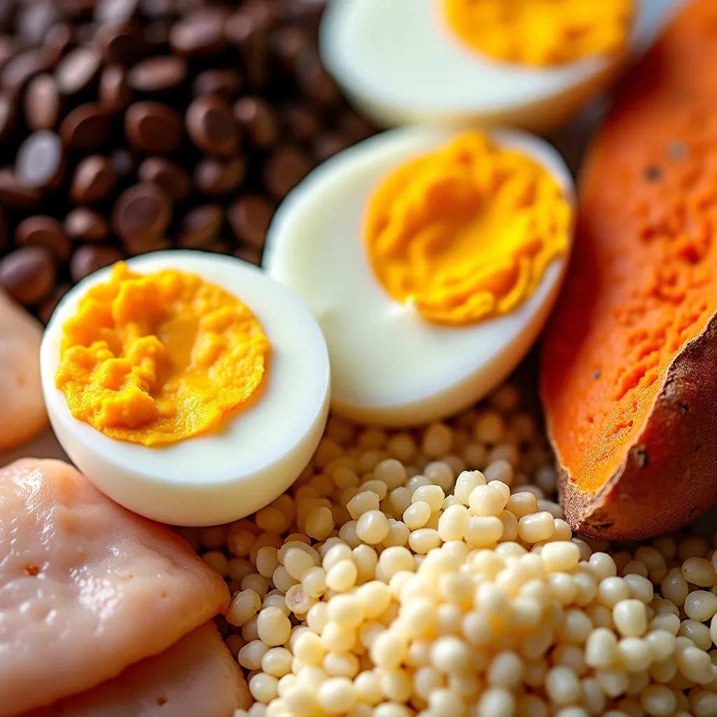 Assortiment de protéines et glucides complexes